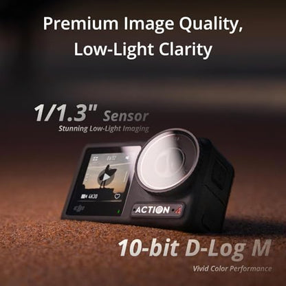 DJI Osmo Action 4 Essential Combo, Waterproof Action Camera with 1/1.3" Sensor, 4K/120fps Video, Stunning Low-Light Imaging, 10-bit & D-Log M Color Performance, Long-Lasting 160 Mins, Vlogging Camera - style: Essential Combo