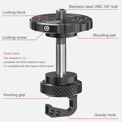 EVUMO Ball Head Conversion Kit for BOG DeathGrip Tripod, 6061-T6 Aluminum Ball Head Converter Adapter and Arca Swiss Saddle Mount Plate Complete Kit Combo for BOG Shooting Tripod - color: Black