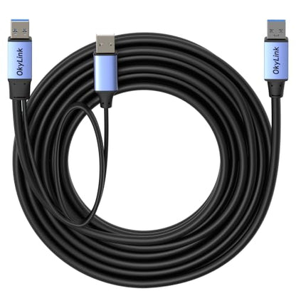 OkyLink Active USB 3.0 Data Cable A to A, Male to Male 5Gbps, 15ft | 5M, 3.2 Gen 1, Comes with power cable, for Industrial Printer and Scanner - color: USB3.0(5Gbps), size: 15ft (5m)