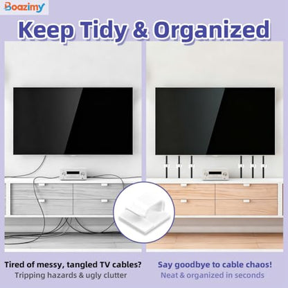 100PCS Adhesive Cable Clips, 0.55 Inch Small Wire Clips for Cable Management, Strong Cord Holders for Wall, Desk, Christmas Lights, TV & Ethernet Cables – White