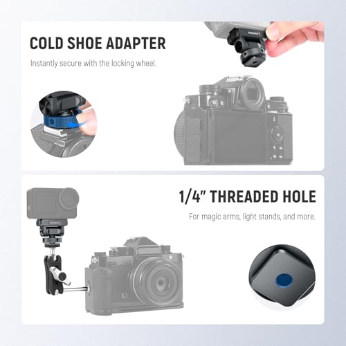 NEEWER Magnetic Mount Accessories Compatible with DJI Osmo 360 / Action 5 Pro / 4/3, Quick Release 160° Tilt Action Camera Adapter Mount with Cold Shoe, 1/4" Thread, AC012 Dark Gray - style: AC012 Dark Gray
