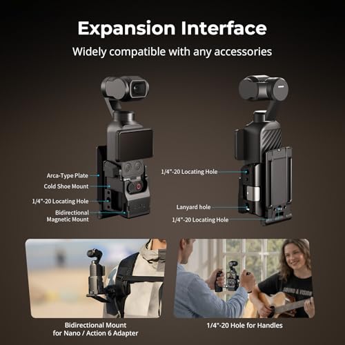 SmallRig Magnetic Mount Desktop Stand for DJI Osmo Pocket 4P / 4/3, Adjustable Backplate Aluminum Expansion Adapter, with 1/4"-20 Locating Holes, Cold Shoe Mount, Plate for Arca-Swiss Tripod - 6003