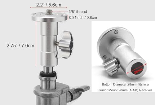 PHOCUS Baby Ball Head Adapter (5/8" Stud to 3/8" Thread), C Stand Camera Mount Adapter for Tripod Head on Photography Light Stand with Baby Pin or Junior Receiver