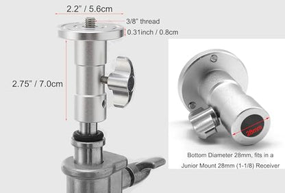 PHOCUS Baby Ball Head Adapter (5/8" Stud to 3/8" Thread), C Stand Camera Mount Adapter for Tripod Head on Photography Light Stand with Baby Pin or Junior Receiver