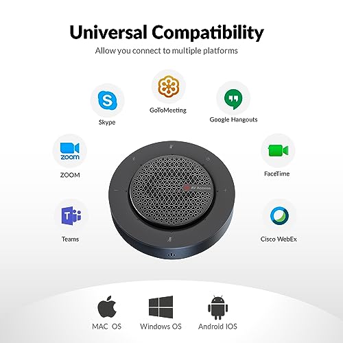 Conference Speakerphone, Daisy Chain up to 9 Speakerphones for 50 People, USB & Bluetooth Speaker with 4 Mics AI Noise Cancellation 360° Voice Pickup for Zoom,Teams,Conference Call Large Meeting Room