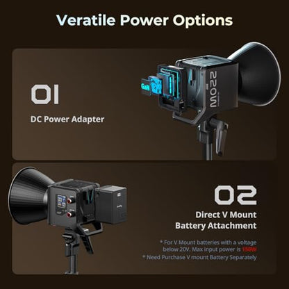 SMALLRIG RC 220B Pro 220W COB Video Light, Bi-Colour Video Light 2700K-6500K, CRI 95+ Bowens Mount Light, Support 3 Power Supply Methods, App Control for Photography and Photo Studio - color: Bi-Color