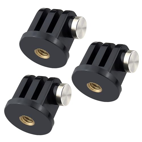 SOONSUN 3-Pack Tripod Mount Adapter for Gopro Hero 13, 12, 11, 10, 9, 8, 7, 6, 5, 4, 3+, 3, Session, Fusion, AKASO, SJCAM, DJI Osmo Action Camera - 316 Stainless Steel Screw Nut, Rustproof in Seawater