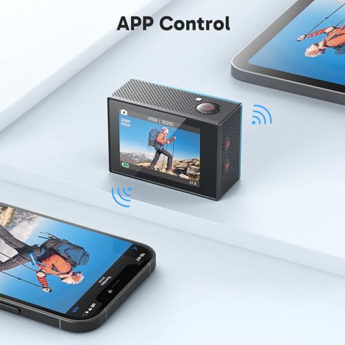 AKASO EK7000 4K30FPS 20MP WiFi Action Camera with EIS Ultra HD 131FT Waterproof Underwater Camera Remote Control 4X Zoom Support External Microphone Blue - color: Blue