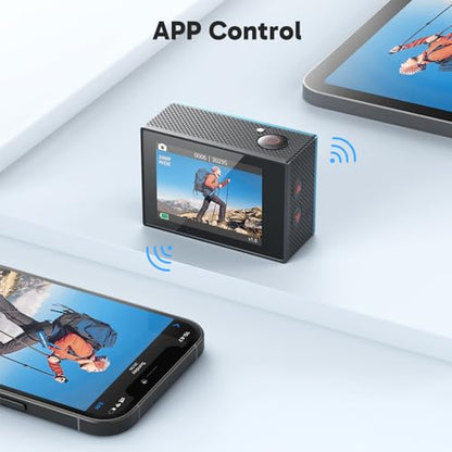 AKASO EK7000 4K30FPS 20MP WiFi Action Camera with EIS Ultra HD 131FT Waterproof Underwater Camera Remote Control 4X Zoom Support External Microphone Blue - color: Blue