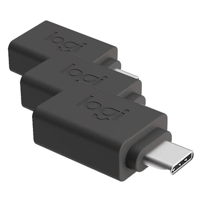 Logitech USB-C to USB-A Adapter (Pack of 3) - size: 1.1" x 0.7" x 0.4" (Pack of 3)