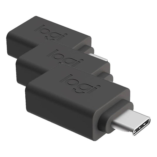 Logitech USB-C to USB-A Adapter (Pack of 3) - size: 1.1" x 0.7" x 0.4" (Pack of 3)