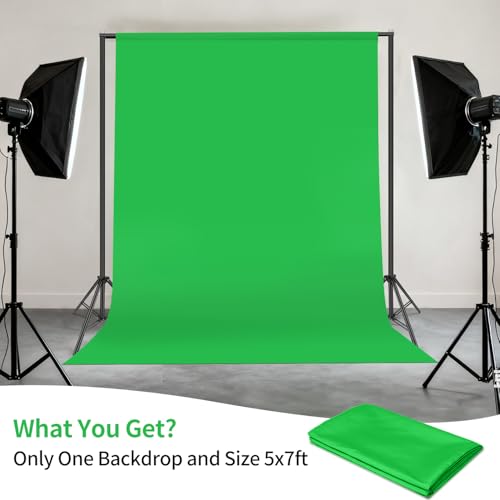Hemmotop Chromakey Green Screen Backdrop 5x7ft | Pure Green Polyester, Perfect for Streamig YouTube Gaming Zoom, Convenient Rod Pocket, Steam Iron Removes Creases, Washable - color: Green, size: 5x7ft