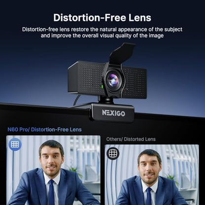 NexiGo 4K Business Webcam Kit, N60 Pro UHD Web Cam with Autofocus, 1080p 60 fps, Noise-Canceling Mics, Video Conference Light, Flexible Tripod Stand, for Switch 2/Zoom/Teams/Google Meet