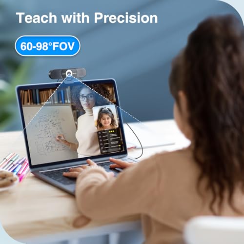 EMEET C980 PRO 3-in-1 4K Webcam with Microphone and Speaker, 60°-98° Wide Angle Webcam w/ 4 Noise Cancel Mics, 2 Speakers, Fixed Focus, Magnetic Privacy Cover, Great for Group and Personal Video Calls - style: 4K with 4Mics 2Speakers