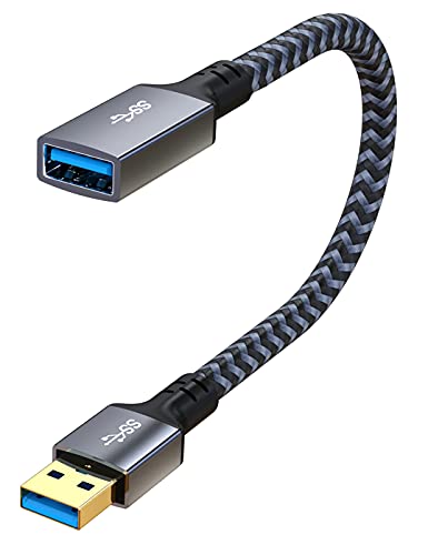 USB 3.0 Extension Cable 1FT, Short USB Extension Cable Male to Female Durable Braided Material High Data Transfer Compatible with USB Keyboard,Mouse,Flash Drive, Hard Drive,Printer - size: 1FT