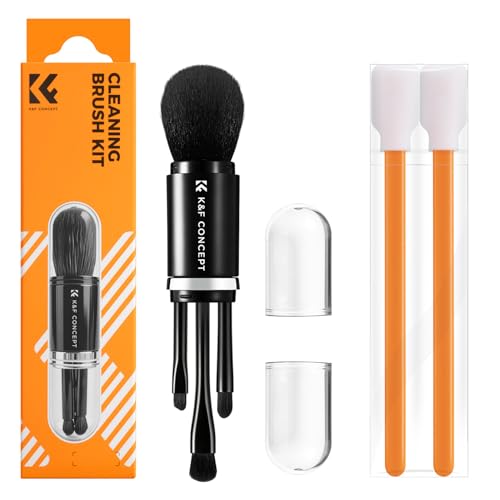K&F Concept 6-in-1 Keyboard Cleaning Brush Kit for Camera, Lens, PC Monitor | Soft Bristles, Easy to Clean. Includes 4 Brush Sizes for Precise, Scratch-Safe Cleaning of Various Devices. - color: Black