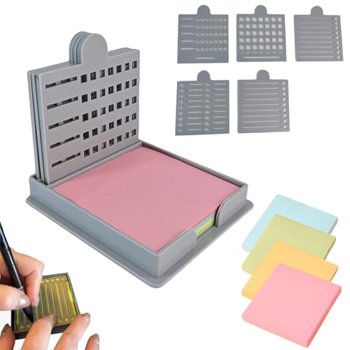 2025 New Sticky Note Stencil, Sticky Note Holder with Five Templates, Suitable for 3x3 Inch Sticky Notes, Perfect for to-Do Lists, Home, Office, Reusable Sticky Notes Dispenser (Grey 5 Templates) - color: Grey 5 Templates