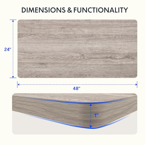 FLEXISPOT Whole Piece 48"x24" Desktop 1" Thickness Height Adjustable Desk Rectangular Tabletop Gray Wood Grain Board (48INCH Gray Wood Grain) - color: Gray Wood Grain, size: 48x24"