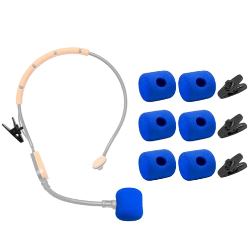 6 Pcs SM31 Mic Covers + 3 Clips Compatible with Shure SM31 PGA31 Microphone, RK379 RK377 Fitness Headset, Accessory Kit for Microphone Windscreens Pop Filters, Blue - color: Blue