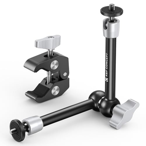 K&F CONCEPT 9.8" Magic Arm Clamp Kit with Dual 360° Ball Heads Camera Arm Mount for Monitor, Flash, LED Light, Microphone, Camera Cage, Action Camera, Sliver - size: 9.8-Inch