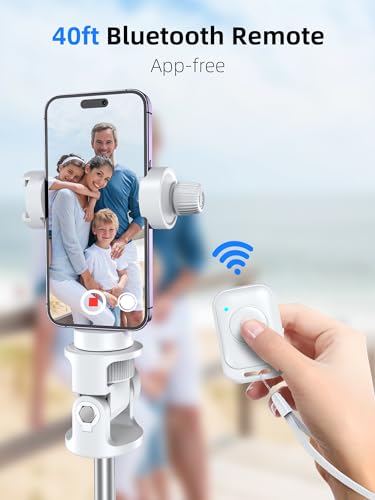 Kaiess 62" Phone Tripod & Selfie Stick, Extendable Photography Light Stand with Wireless Remote, Solidest, Portable, Lightweight, Compatible with iPhone/Android Phone (White) - color: White