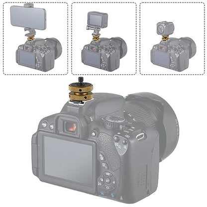 MINIFOCUS Camera Hot Shoe Mount Adapter, Double Nut with 1/4" and 3/8" Aluminum Alloy Tripod Screw Flash Shoe Mount for LED Monitors, Microphone, DSLR Field Monitor (Pack of 2)