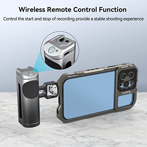 SmallRig Side Handle Grip for Smartphone Cage Video Rig, Remote Trigger Aluminum Phone Cage Handle with Wireless Remote Control Button - 3838 - size: 3838 (with wireless control)