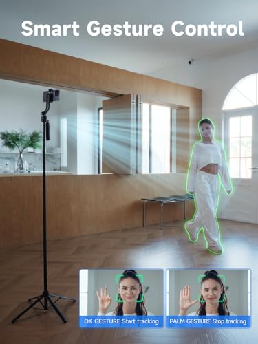 Rollei Auto Face Tracking Tripod, Smartphone Gimbal Stabilizer 64'' Selfie Stick Tripod Holder 360° Rotation for iPhone/Android Stand for Filming Streaming Tiktok Video Vlog - style: Easy Creator Quadpod