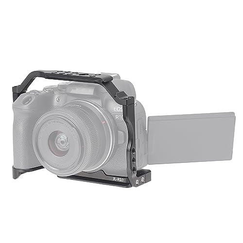 Hersmay R10 Cage with Top Handle,Aluminium Alloy Camera Cage for Canon EOS R10 Mirrorless Cameras, Vlogging Video Shooting Filmmaking Rig Stabilizer with 1/4" Mounting and 3/8" Arri Locating Hole