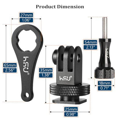 HSU Aluminum Cold Shoe Mount Adapter, 1/4-20 screw hole Tripod Mount Adapter for GoPro Hero 13/12/11/10/9/8/7/6, DJI Osmo Action AKASO, Applicable for Tripod Selfie Stick Monopod and DSLR Camera Flash