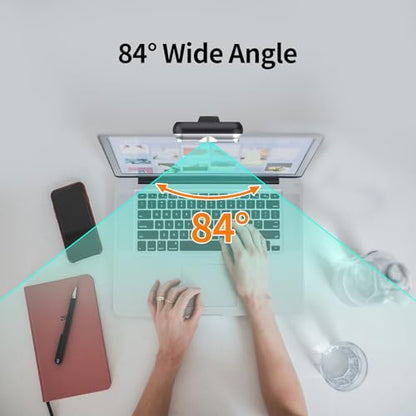 2K Webcam with Windows Hello, 2K 5MP 84°FOV USB Webcam with Noise-reducing Mic, Face Unlocked, Built-in Privacy Cover, Plug and Play, Wide Compatibility for Personal Meetings, Video Calls - color: Silver