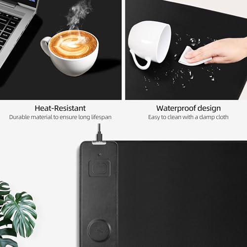 Mouse Pad with Wireless Charging, Gaming Mouse Pad with Ultra-Smooth Surface, Large XXL Desk Mat, Non-Slip Mouse Mat, Waterproof Computer Keyboard Pad for Gaming, Desk, Office, PC, 800x400x4MM, Black - color: Black - 31.5"x15.7"