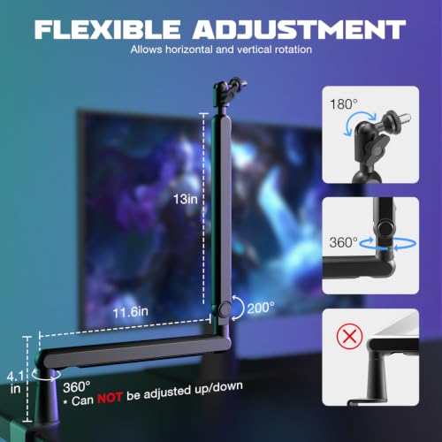 FIFINE Microphone Boom Arm, Low Profile Adjustable Stick Microphone Arm Stand with Desk Mount Clamp, Screw Adapter, Cable Management, for Podcast Streaming Gaming Studio-BM88 - color: Black
