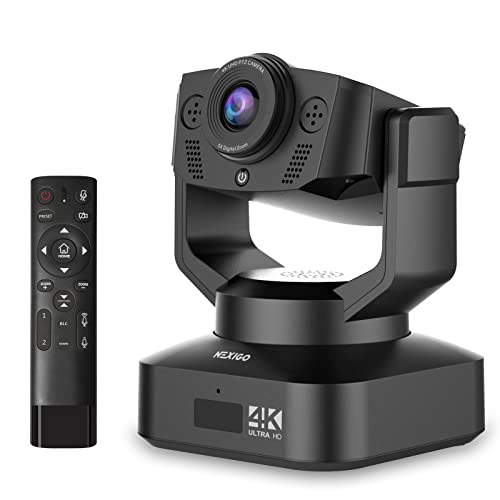 NexiGo N990 4K PTZ Zoomable Webcam, Video Conference Camera System with 5X Digital Zoom, Sony Starvis Sensor, Position Preset, Dual Stereo Mics, Audio Jacks for External Mics (Renewed) - size: 4K PTZ Webcam