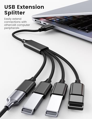 4 Way USB Splitter, 6.6FT USB Extension Cable, A Male to 4 Female Extension Cord for TV/PC/Laptop/MacBook/Keyboard/ PS4/ PS5/ Flash Drive/Laptop/LED Etc. - style: 6.6FT/2M