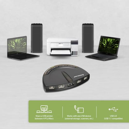 IOGEAR 4-Port USB 2.0 Automatic Printer Switch, GUB431 - size: 4 Computer