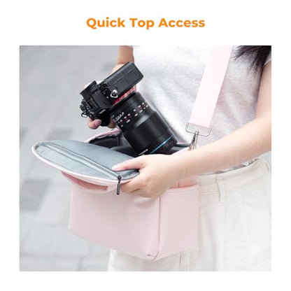 K&F CONCEPT Camera Sling Bag Small Crossbody Camera Case DSLR/SLR/Cute Compact Shoulder Photography Bags for Photographers - color: 02-Pink