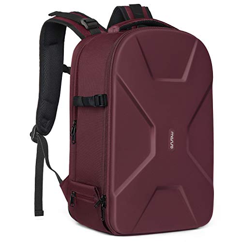 MOSISO Camera Backpack, DSLR/SLR/Mirrorless Photography Camera Bag 15-16 inch Waterproof Hardshell Case with Tripod Holder&Laptop Compartment Compatible with Canon/Nikon/Sony, Wine Red - color: Wine Red