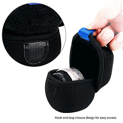 JJC Water Resistant Neoprene Camera Lens Pouch Case, Fold-Over Lens Bag for Mirrorless Lenses Up to 2.4 x 1.6 (D X H) for Canon EF-M 22mm f/2, Sony E PZ 16-50mm f/3.5-5.6, Fujifilm XF27 f/2.8 etc. - size: 2.4 x 1.6"