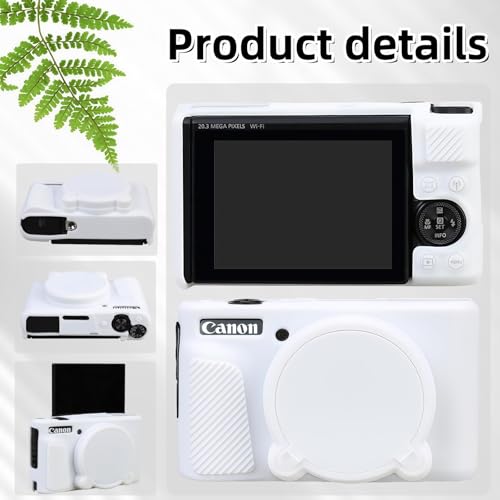 Camera Case for Canon PowerShot SX740/ SX730 Digital Camera,SX740 HS Case, Soft Silicone Protective Case Removable Lens Cover,Comes with 2 Screen Protectors and 1 Wrist Strap. (White) - color: White