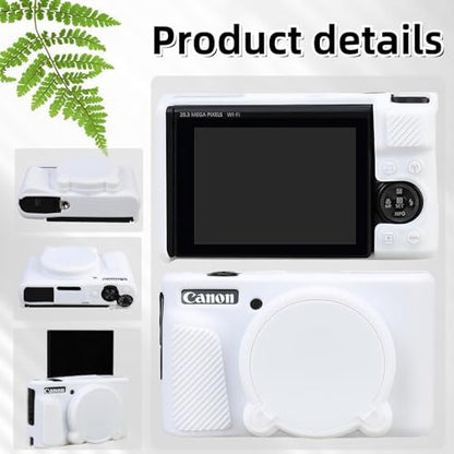 Camera Case for Canon PowerShot SX740/ SX730 Digital Camera,SX740 HS Case, Soft Silicone Protective Case Removable Lens Cover,Comes with 2 Screen Protectors and 1 Wrist Strap. (White) - color: White