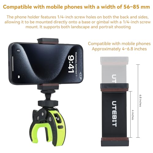 UTEBIT Super Clamp Camera Mount Kit for Gopro, 360° Rotation 1/4 Screw Head Cell Phone Tripod Mount, Adapter Mount Compatible with Action Cam DSLR Bike Motorcycle Handlebar Accessories Black/Green - color: Black + Green