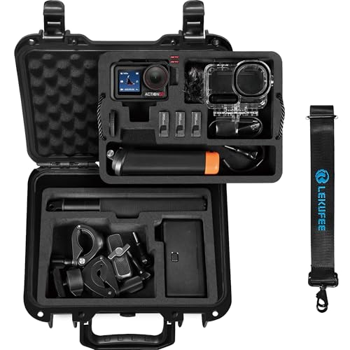 Lekufee Portable Waterproof Hard Case for DJI Osmo Action 6/5 Pro/4/3 Action Camera,Standard Combo,Adventure Combo,More Accessories(Case Only)