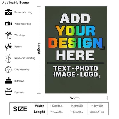 Custom Photography Cloth Design Your Own Photo Logo Text Personalized Backdrops Non-Reflective Non-Penetrating Photoshoot Background Screen Portrait Studio Photobooth Drops 56 X 79 Inches, Army Green - color: Army Green, size: 56"×79"