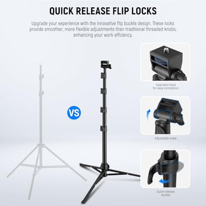 NEEWER Basic Phone Tripod for iPhone & Camera w/Remote & Phone Holder, 66" Metal Selfie Stick Travel Vlog Cell Phone Stand, Portable Camera Cellphone Holder Mount for Video Recording Filming, TS03
