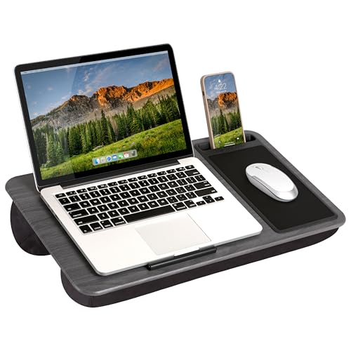 LAPGEAR Home Office Lap Desk – Gray Woodgrain, Fits 15.6” Laptops - color: Gray Woodgrain, size: Home Office W/Device Ledge
