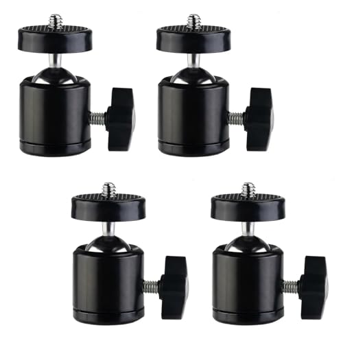Universal 1/4" Swivel Mini Ball Head Screw Tripod Mount（4 Pack）, EszkozTA 360 Degree Rotating Mount Base Adapter for DSLR Cameras HTC Vive Tripods Monopods Camcorder Light Stand…