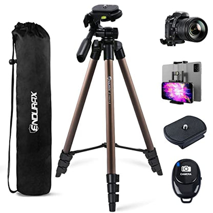 Endurax 60'' Tripod for Camera Canon Nikon DSLR, Camera Phone Tripod with Universal Holder, Carry Bag, Max. Load 6.6 lbs - style: With Quick Release Plate-Bronze