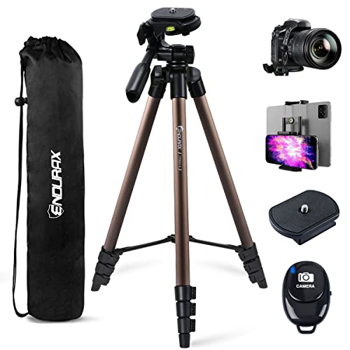 Endurax 60'' Tripod for Camera Canon Nikon DSLR, Camera Phone Tripod with Universal Holder, Carry Bag, Max. Load 6.6 lbs - style: With Quick Release Plate-Bronze