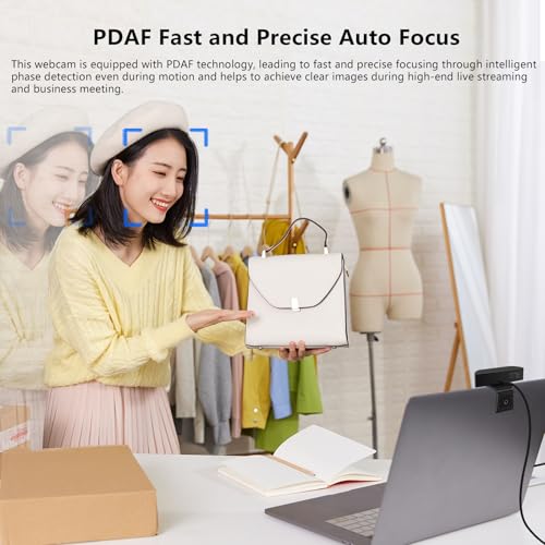 4K Webcam for PC, Ultra HD 4K 12MP Webcam with Dual Noise-Reducing Mics, PDAF Autofocus, Streaming Camera for PC, Mac, Laptop, 81° FOV, Ideal for High-end Business Meeting with Skype, Teams, Zoom - style: 4K Webcam with PDAF Fast Auto Focus